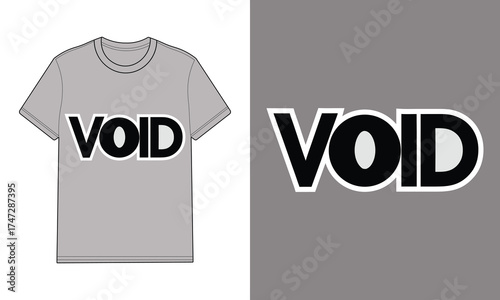 Grey t shirt with void text graphic t-shirt apparel