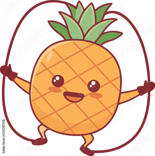 pineapple mascot jumping rope energetic fitness c