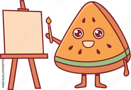 watermelon mascot painting on canvas creative fru