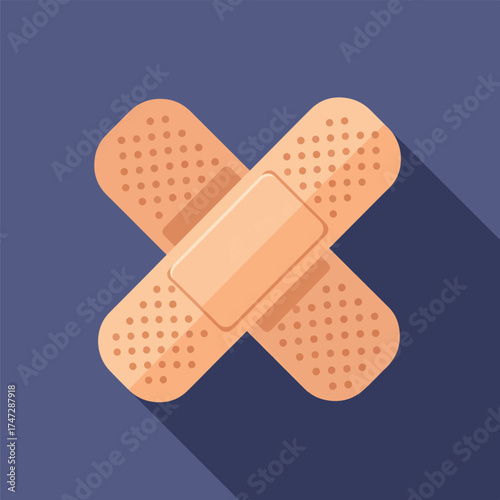 Flat design icon of crossed bandages for first aid and medical care - Logo vector icon stock illustration - Flat Design Icon