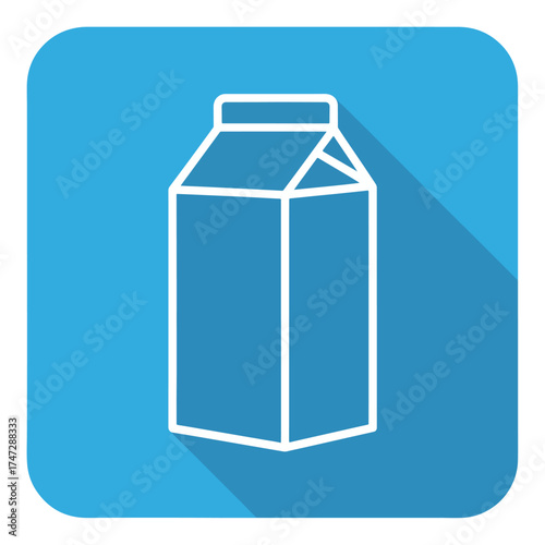 Simple milk carton icon with long shadow flat design style - Logo vector icon stock illustration - Flat Design Icon