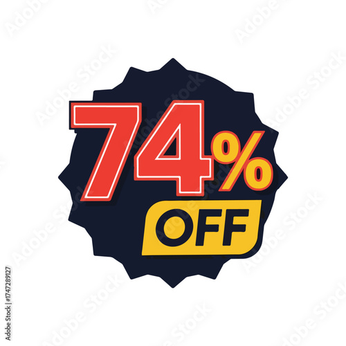 74 Off Discount Badge for Retail Shopping and Promotions