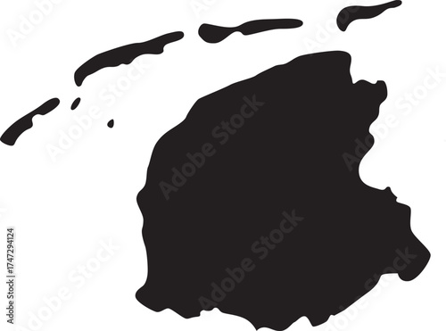Map of Friesland Province of Netherlands Solid Black Silhouette