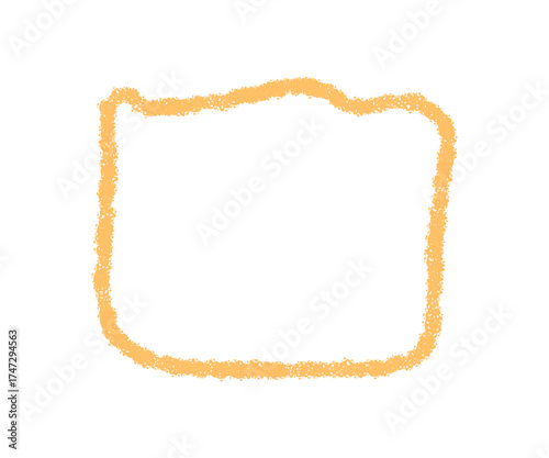 Crayon squiggle outline forms a pastel box frame. Organic rectangle edge brings a unique border to the background, perfect as graphic accent for text or creative sketch projects.