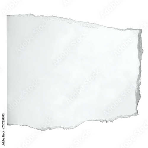 Isolated, ragged-edged, white paper fragment on a black background
