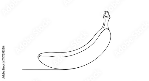A simple black and white line drawing of a ripe banana, isolated on white.