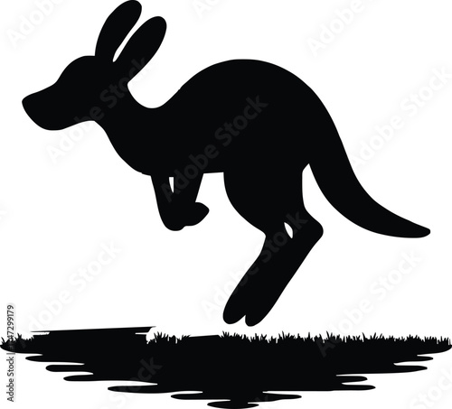 Energetic Kangaroo Illustration in Jumping Silhouette Wildlife Art for Australian and Travel Design