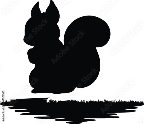 Lively Squirrel Illustration in Forest Silhouette Wildlife Art for Nature and Autumn Design
