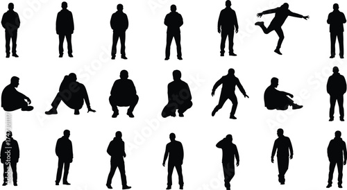 Set of Man Silhouettes in Various Poses