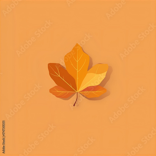A vibrant orange maple leaf, symbolizing autumn and the changing seasons, displayed on a warm, soft background