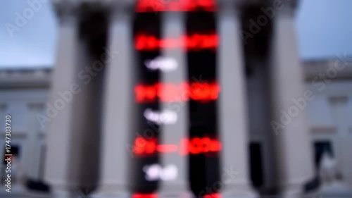 Blurred digital display on governmental structure