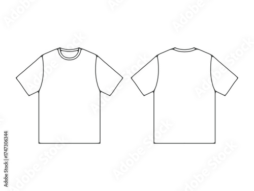 Plain T-Shirt Flat Vector Design. Basic T-Shirt Vector Mockup Template