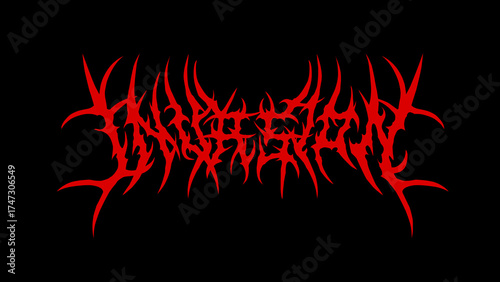 Invasion typography vector in symmetrical shapes dark metal lettering style for streetwear, t-shirt print apparel, sticker, poster, band name logo and more