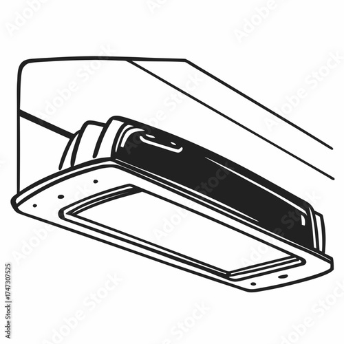 Overhead light fixture in minimalist line drawing style  