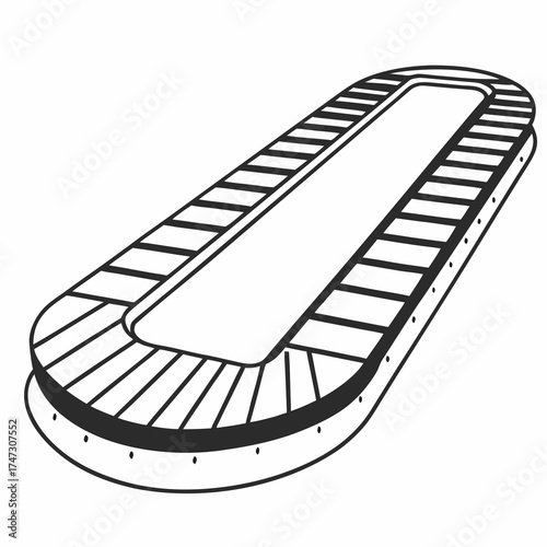 Simple continuous line drawing of a rectangular track layout  