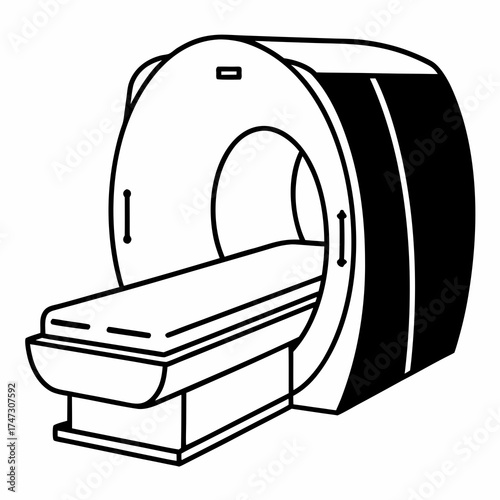 X-ray scanning equipment in flat design illustration  