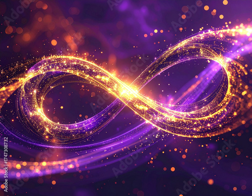 Abstract infinite space golden stars background 