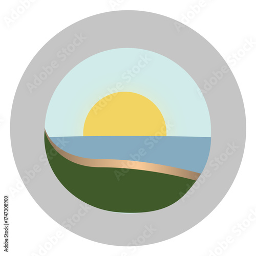 Simple Sunrise Badge Icon Ontario Canada Wildlife Waterfront Park