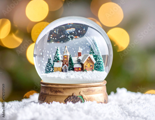 Christmas ball decoration on snow