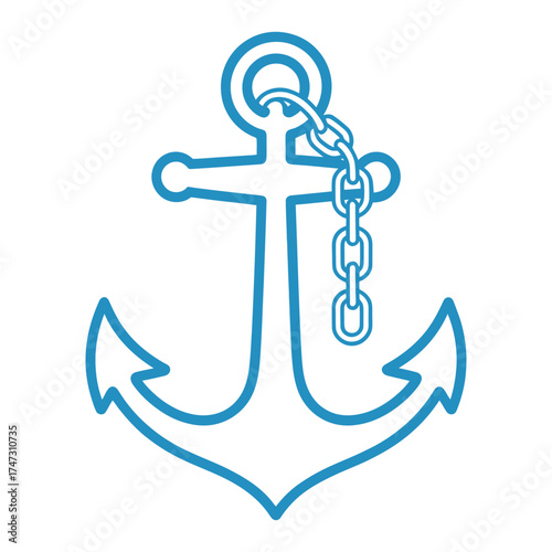 Classic anchor with chain, symbolizing stability, maritime tradition, and nautical adventures on the high seas