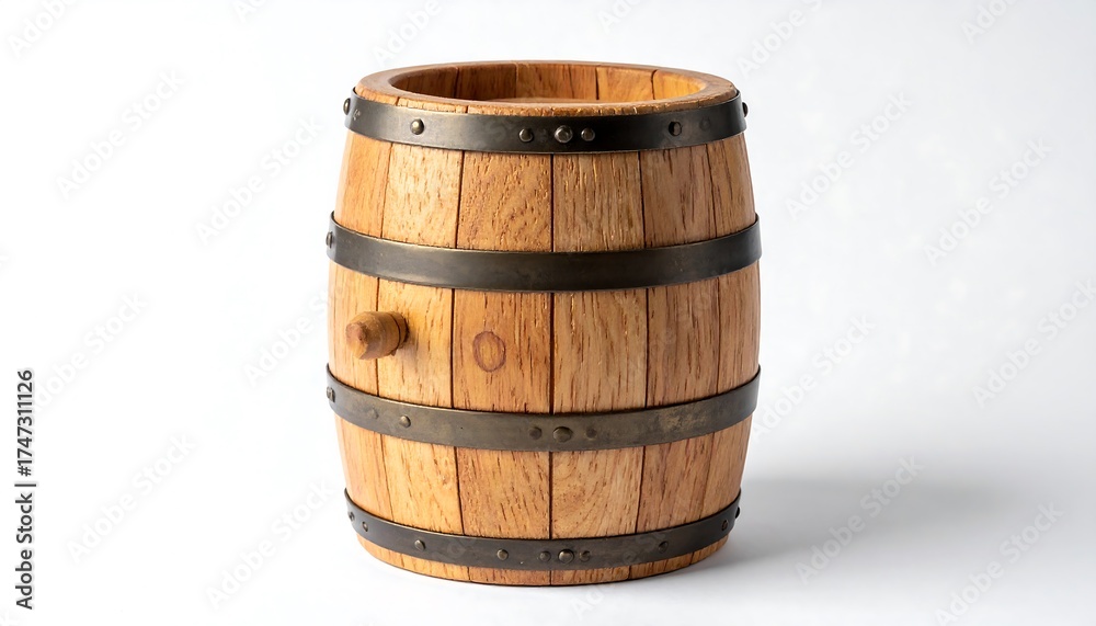 Fototapeta premium Wooden barrel on white background