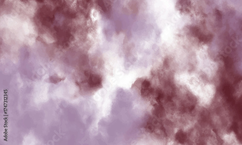 Abstract watercolor painting of clouds in shades of purple and white with soft blurred edges For Artistic Backgrounds And Design.