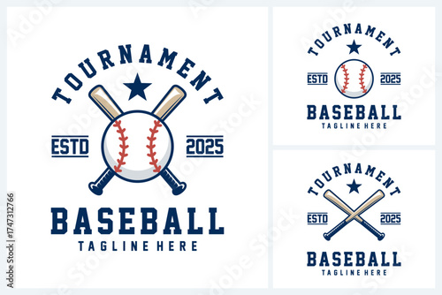 Baseball logo sport design vector template, baseball icon sport emblem vector, baseball tournament logo badge design vector illustration