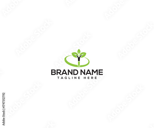 Green Leaf Logo Design: A minimalist logo featuring an organic design of green leaves, symbolizing growth and sustainability. This visual identity captures the essence of environmental consciousness.