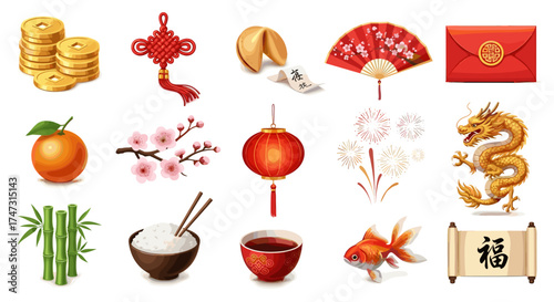 Vector art of chinese new year symbols