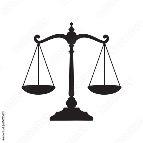 Black silhouette of classic justice scales of balance