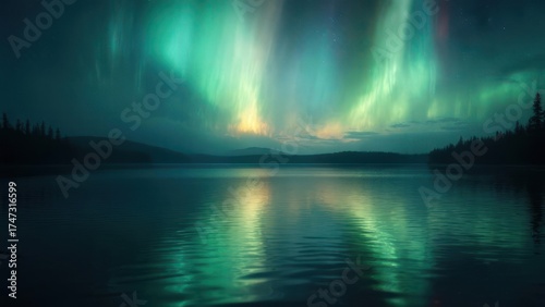 Aurora borealis over a serene lake (1)