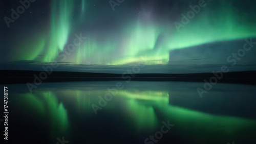 Aurora borealis reflected on a lake