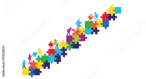 Teamwork and Collaboration Building Blocks Puzzle Pieces, Generative AI.