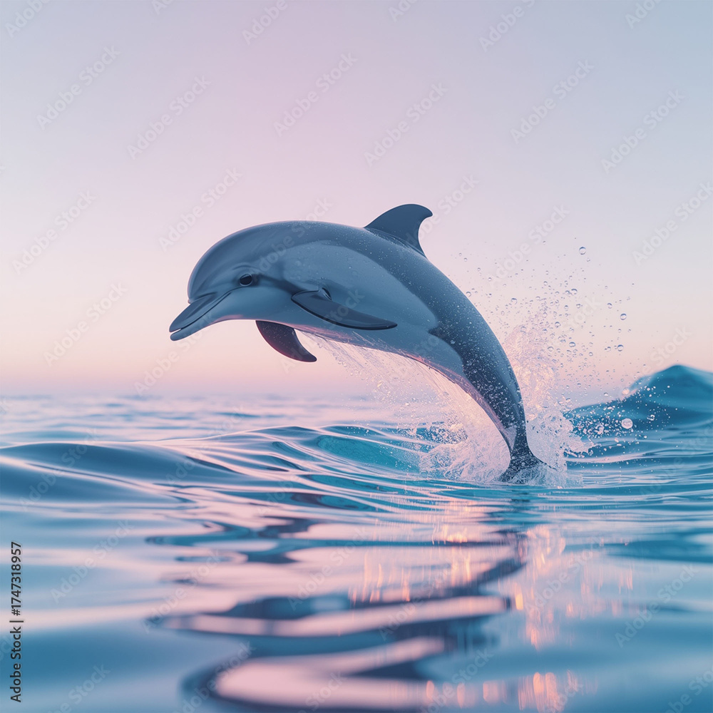 Fototapeta premium Dolphin Leaping Gracefully From Ocean Waves