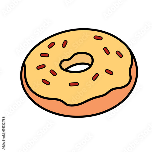 Delicious donut with sprinkles illustration for sweet treats and tasty dessert graphics, perfect for bakeries, cafes, and food-related marketing