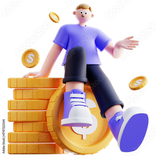 3d Illustration of Financial Success Profit