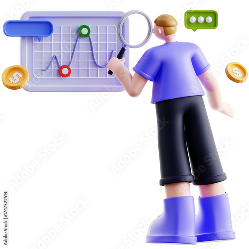 3d Illustration of Market Analysis Chart