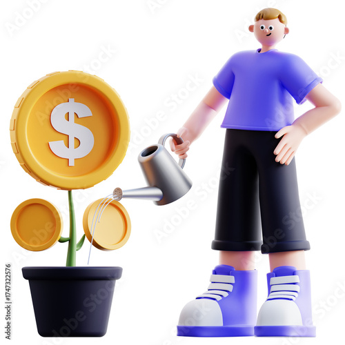 3d Illustration of Money Growth Investment