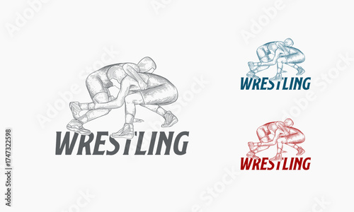 Two Wrestlers Grappling In Intense Competition
