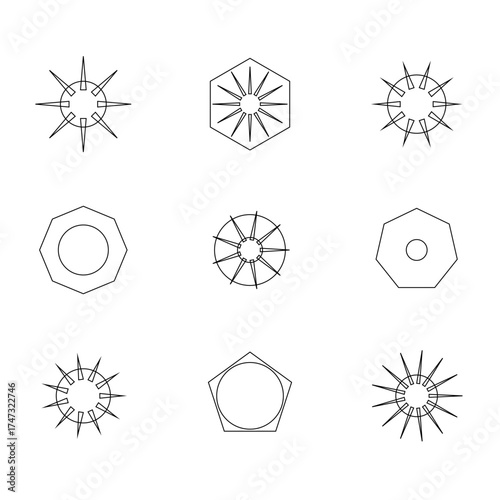 Black Line Mandala Set XIII – Premium Ornamental Vector Collection on Transparent Background | EPS 10