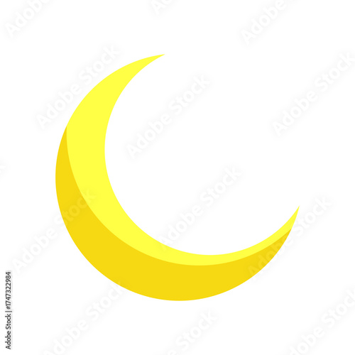 Free Download Yellow Crescent Moon on Transparent Background Symbolizing Night or Islamic Iconography Celestial Object in Simple Vector Illustration - GFXLoad
