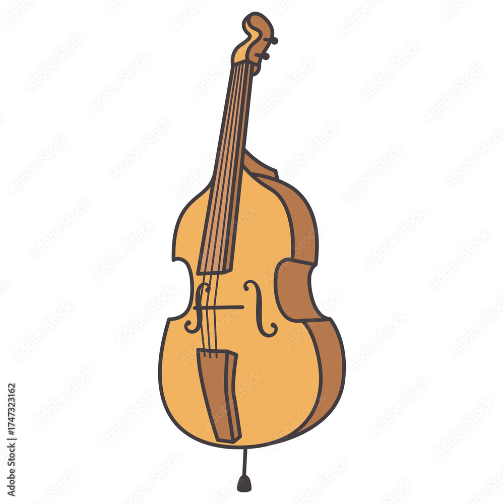 Naklejka premium Upright Bass in Isometric View on Transparent Background Musical Instrument Illustration