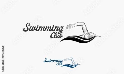 Swimming Club Logo Featuring A Swimmer In Freestyle