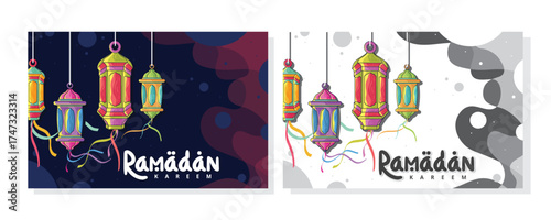 Ramadan Kareem festive lanterns hanging design