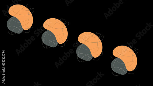 Abstract vector shapes orange gray on black background modern graphic design element for creative project use