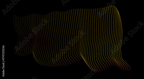 Glowing Gradient Isoline Waveform Blob Vector on Black