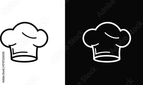  Chef hat line art, minimalist chef logo design, black and white kitchen symbol, cooking icon outline, restaurant branding vector illustration, culinary artwork