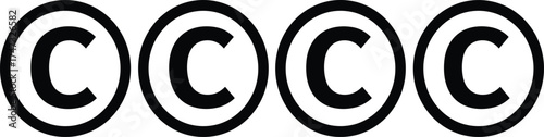  Copyright symbol black circle icons set, intellectual property vector illustration, creative design for legal protection, branding, ownership, and content rights concepts
