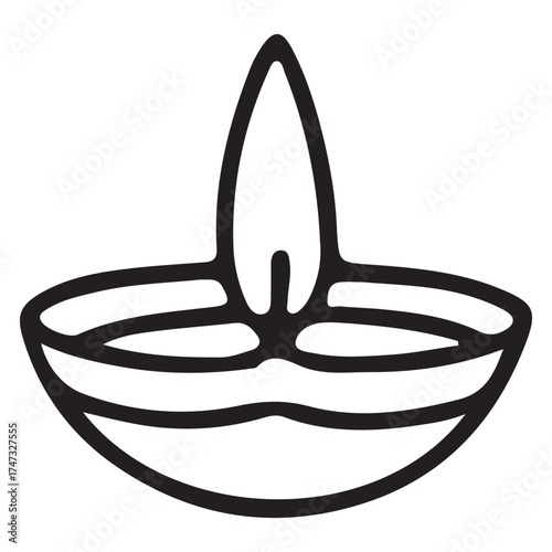 Traditional oil lamp with a flickering flame, symbolizing light and hope, often used during festive celebrations and rituals, representing cultural heritage and spirituality