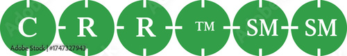 Green trademark copyright service mark registered symbol vector illustration, business intellectual property logo, branding protection design, legal ownership concept, isolated graphic icon